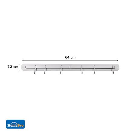 ราวแขวนอะลูมิเนียม 60 ซม. พร้อมตะขอ 6 ชิ้น KECH GRAY_3