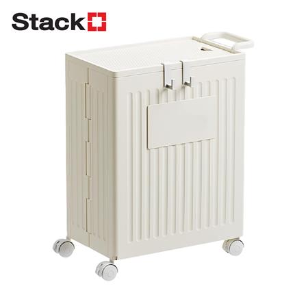 กล่องเก็บของพับได้ มีล้อ STACKO 45x25x54.5 ซม. สีขาว_0