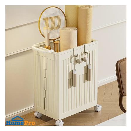 กล่องเก็บของพับได้ มีล้อ STACKO 45x25x54.5 ซม. สีขาว_1