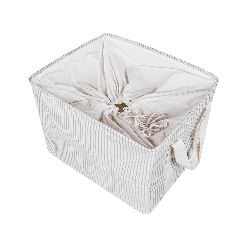 ถังผ้าเหลี่ยมหูหิ้ว PLIM STRIPES SIZE L สีเทา