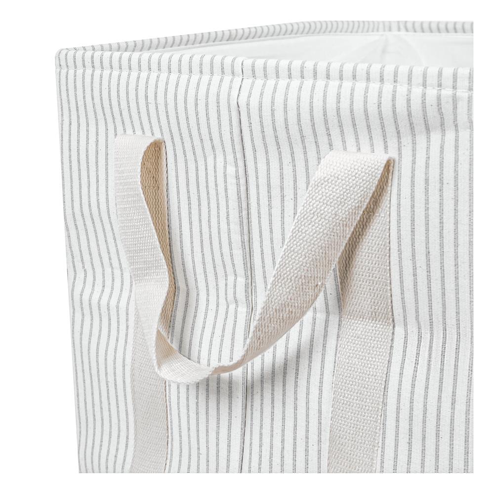 ถังผ้าเหลี่ยมหูหิ้ว PLIM STRIPES SIZE L สีเทา