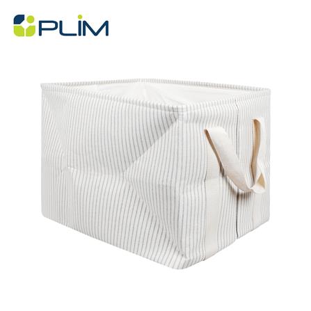 ถังผ้าเหลี่ยมหูหิ้ว PLIM STRIPES SIZE L สีเทา_0