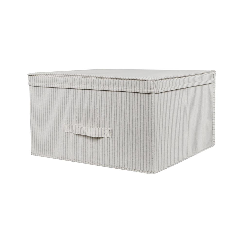 ถังผ้าเหลี่ยมมีฝา PLIM STRIPES SIZE XL สีเทา