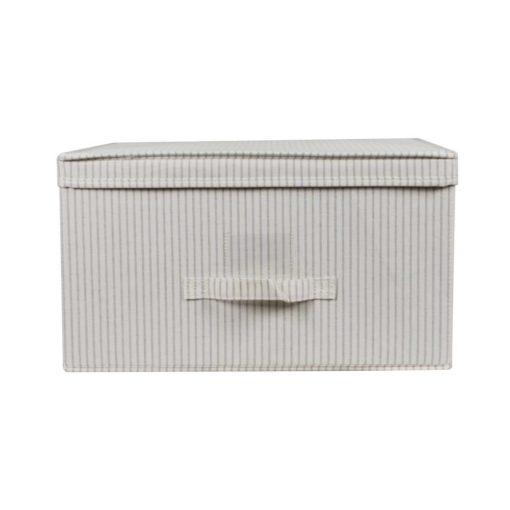 ถังผ้าเหลี่ยมมีฝา PLIM STRIPES SIZE XL สีเทา