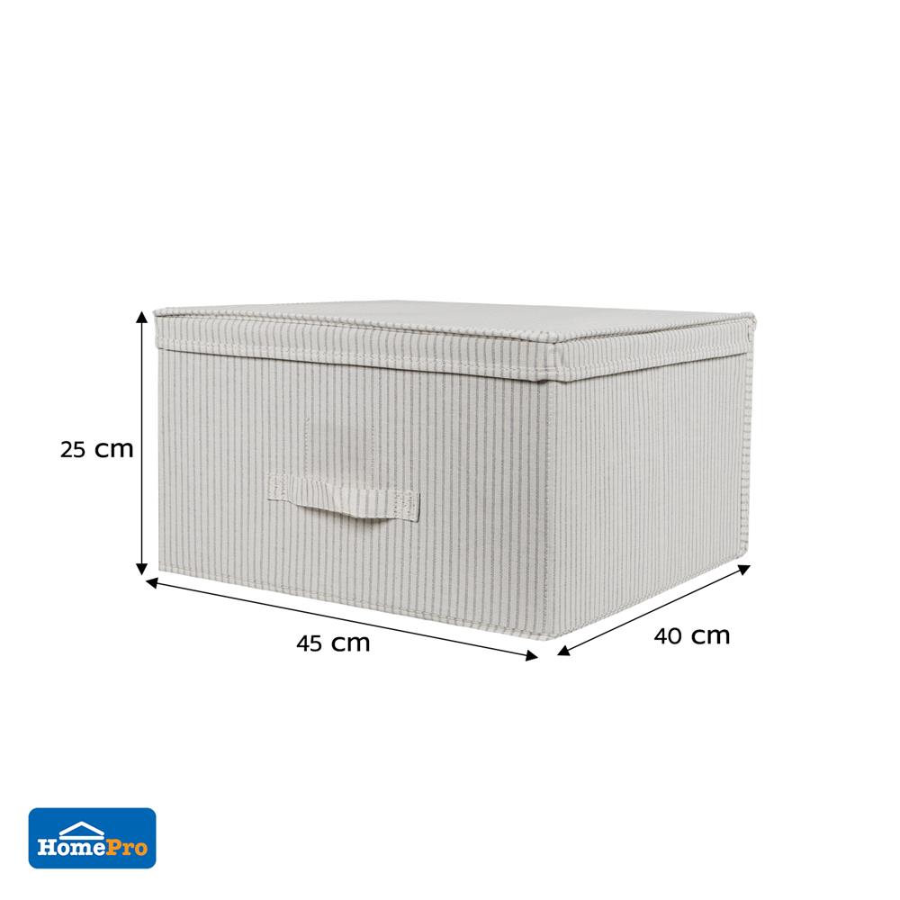 ถังผ้าเหลี่ยมมีฝา PLIM STRIPES SIZE XL สีเทา