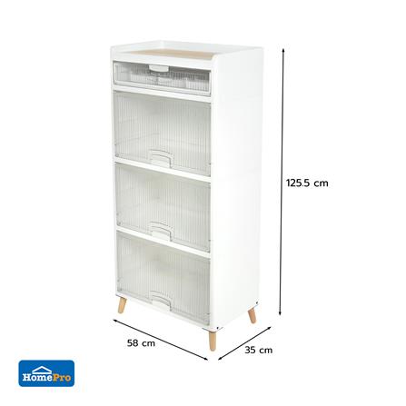 ตู้บานเปิด 3 ชั้น ขาไม้ STACKO JOIN 58x35x125.5 ซม. สีขาว_8