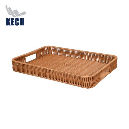 ตะกร้าหวายเทียมทรงเหลี่ยมมีช่องจับ KECH SIZE M 35x25x4.5 ซม._1