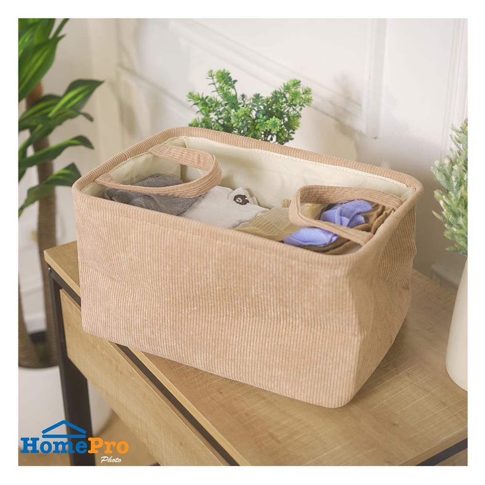 ถังผ้าเหลี่ยมหูหิ้ว PLIM CORDIA SIZE L สีน้ำตาล