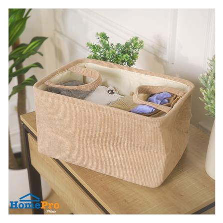 ถังผ้าเหลี่ยมหูหิ้ว PLIM CORDIA SIZE L สีน้ำตาล_4