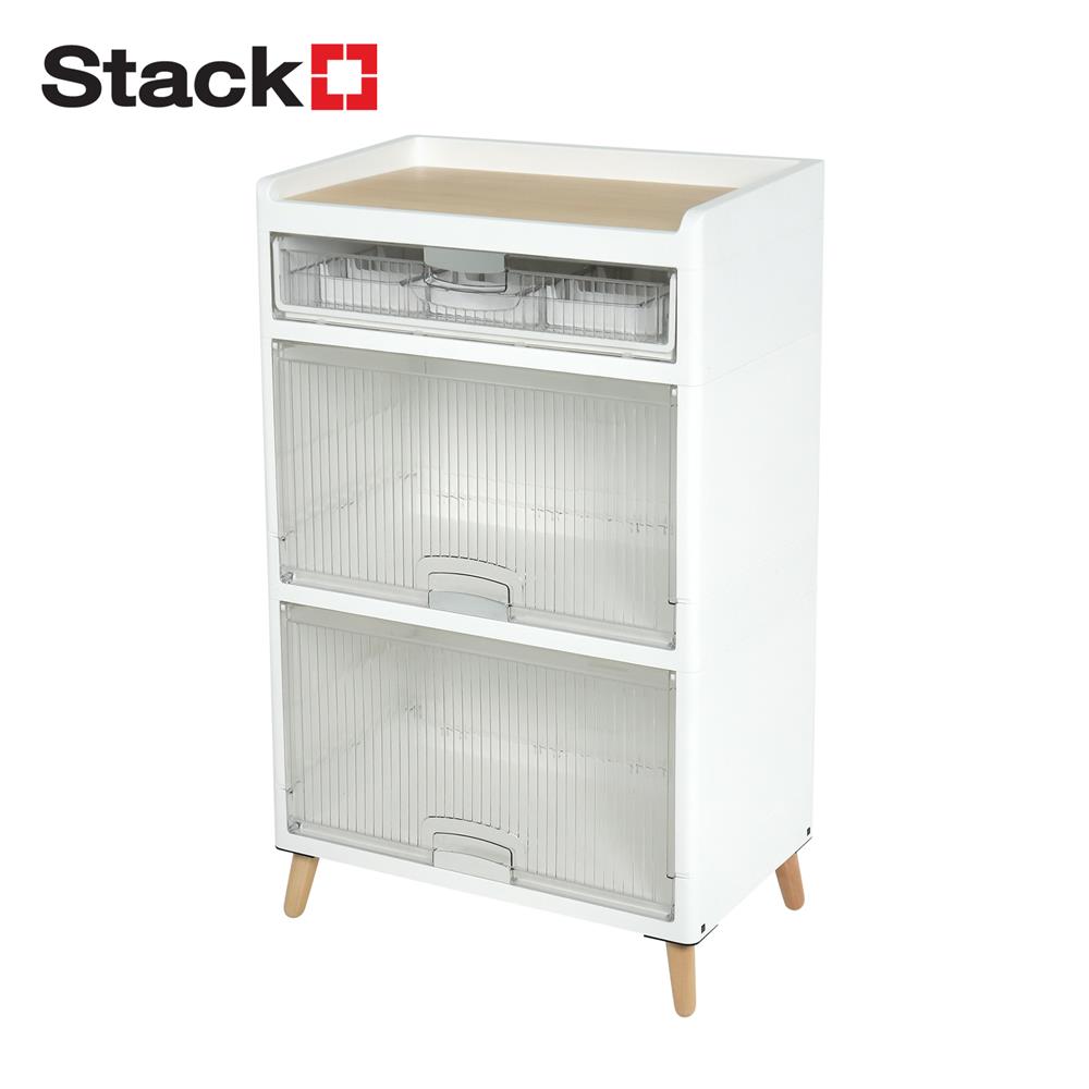 ตู้บานเปิด 2 ชั้น ขาไม้ STACKO JOIN 58x35x93.5 ซม. สีขาว_1