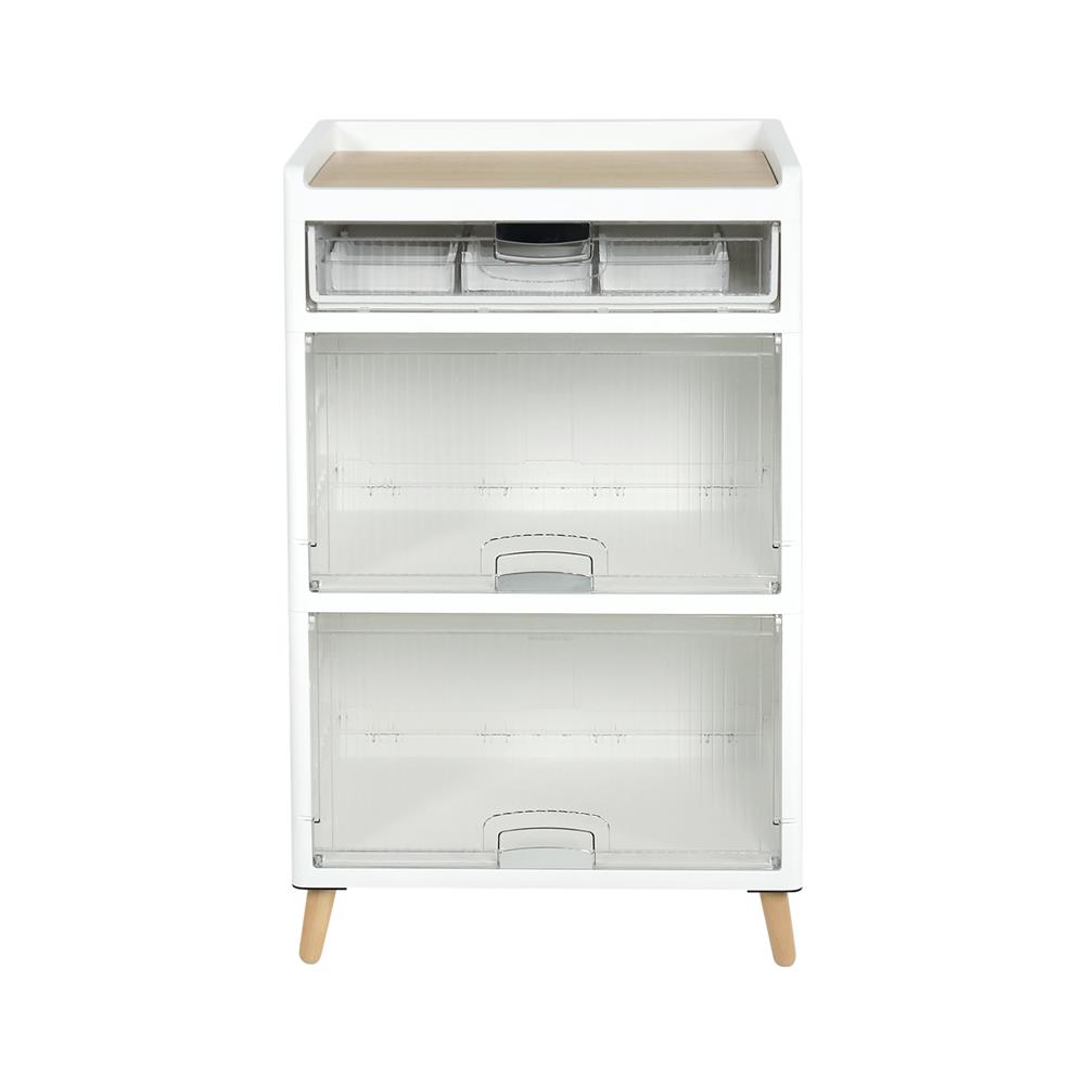 ตู้บานเปิด 2 ชั้น ขาไม้ STACKO JOIN 58x35x93.5 ซม. สีขาว