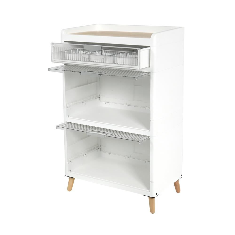 ตู้บานเปิด 2 ชั้น ขาไม้ STACKO JOIN 58x35x93.5 ซม. สีขาว