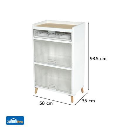ตู้บานเปิด 2 ชั้น ขาไม้ STACKO JOIN 58x35x93.5 ซม. สีขาว_9