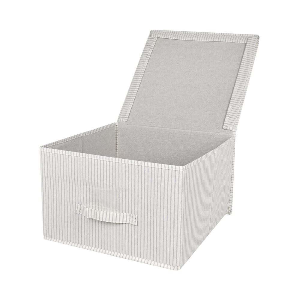 ถังผ้าเหลี่ยมมีฝา PLIM STRIPES SIZE L สีเทา