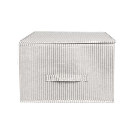 ถังผ้าเหลี่ยมมีฝา PLIM STRIPES SIZE L สีเทา_2