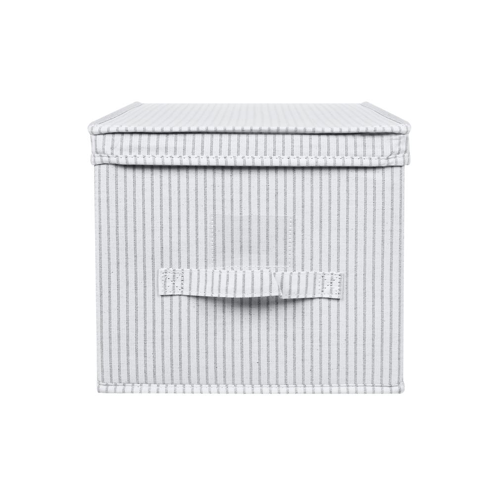 ถังผ้าเหลี่ยมมีฝา PLIM STRIPES SIZE M สีเทา