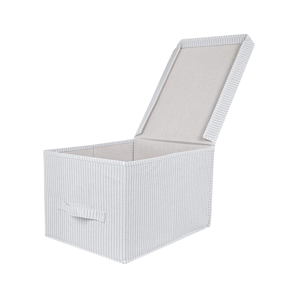 ถังผ้าเหลี่ยมมีฝา PLIM STRIPES SIZE M สีเทา