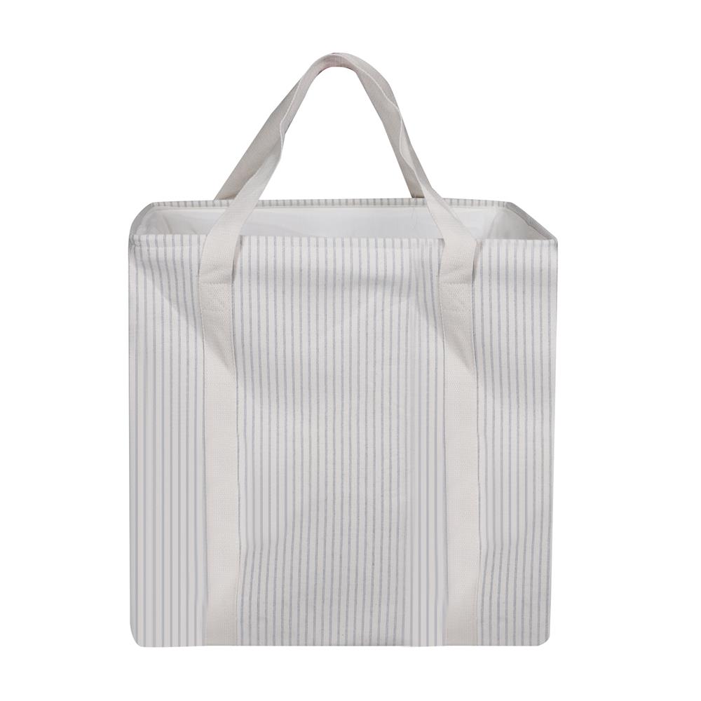 ถังผ้าเหลี่ยมหูหิ้ว PLIM STRIPES SIZE XL สีเทา