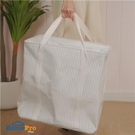 ถังผ้าเหลี่ยมหูหิ้ว PLIM STRIPES SIZE XL สีเทา_5