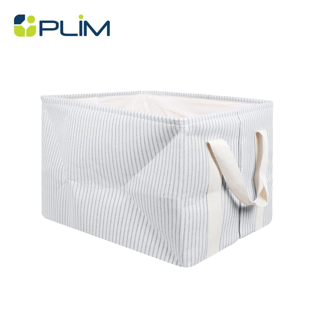 ถังผ้าเหลี่ยมหูหิ้ว PLIM STRIPES SIZE M สีเทา_1