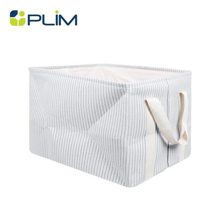 ถังผ้าเหลี่ยมหูหิ้ว PLIM STRIPES SIZE M สีเทา_0