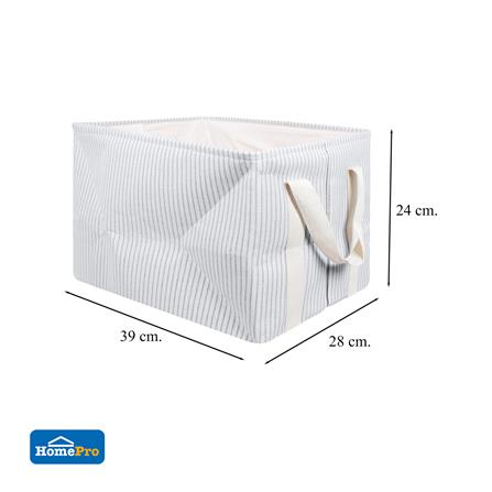 ถังผ้าเหลี่ยมหูหิ้ว PLIM STRIPES SIZE M สีเทา_6