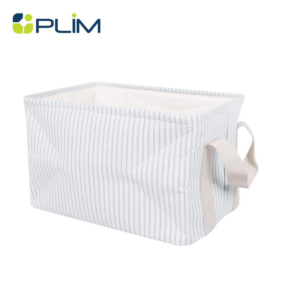 ถังผ้าเหลี่ยมหูหิ้ว PLIM STRIPES SIZE S สีเทา_1