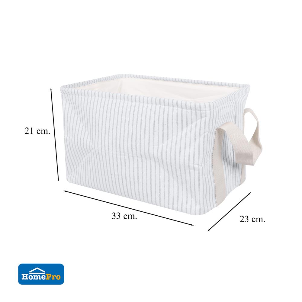 ถังผ้าเหลี่ยมหูหิ้ว PLIM STRIPES SIZE S สีเทา