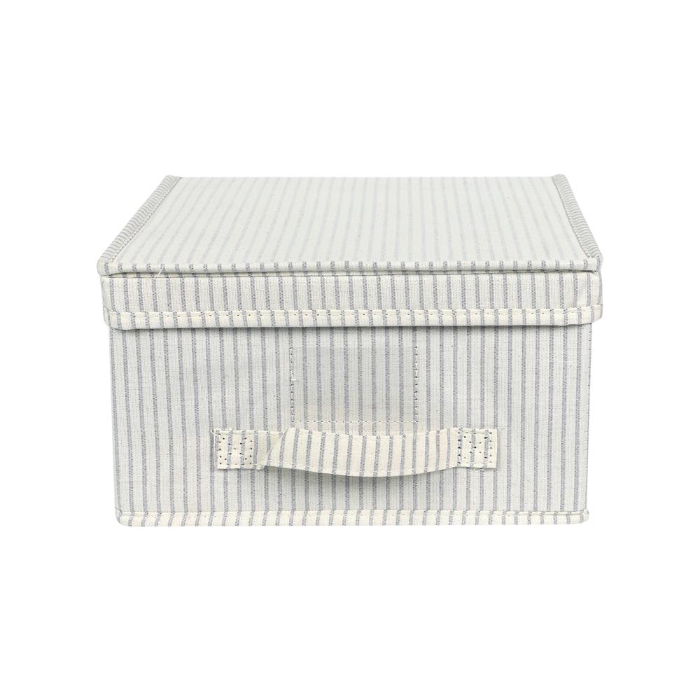 ถังผ้าเหลี่ยมมีฝา PLIM STRIPES SIZE S สีเทา