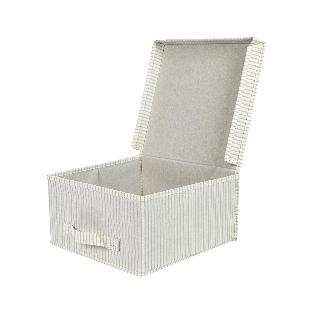 ถังผ้าเหลี่ยมมีฝา PLIM STRIPES SIZE S สีเทา