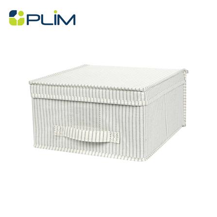 ถังผ้าเหลี่ยมมีฝา PLIM STRIPES SIZE S สีเทา_0