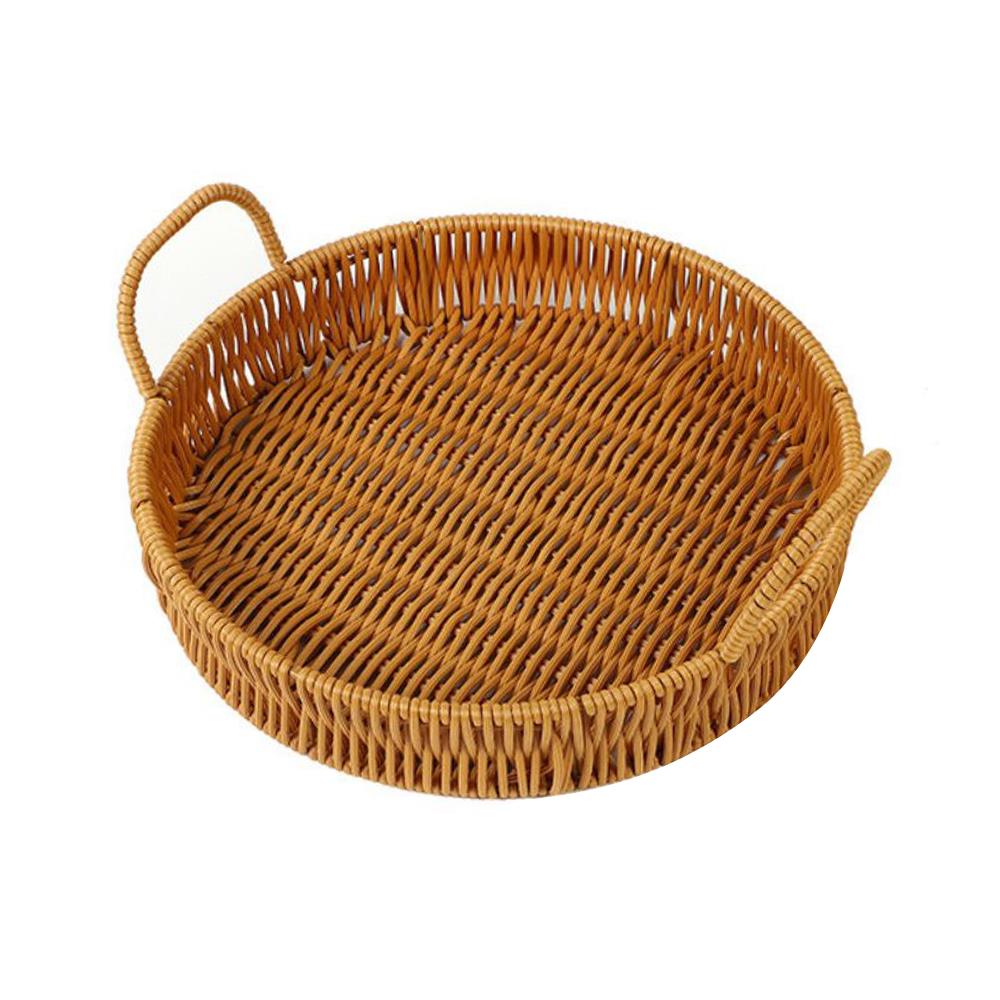 ตะกร้าหวายเทียมทรงกลมมีหูจับ KECH SIZE M 25x4.5 ซม.