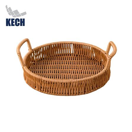 ตะกร้าหวายเทียมทรงกลมมีหูจับ KECH SIZE S 20x4 ซม._0