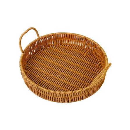 ตะกร้าหวายเทียมทรงกลมมีหูจับ KECH SIZE S 20x4 ซม._1