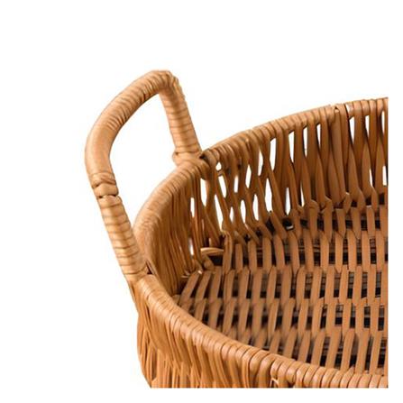 ตะกร้าหวายเทียมทรงกลมมีหูจับ KECH SIZE S 20x4 ซม._2
