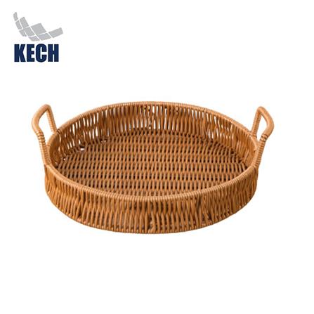 ตะกร้าหวายเทียมทรงกลมมีหูจับ KECH SIZE L 30x4.5 ซม._0
