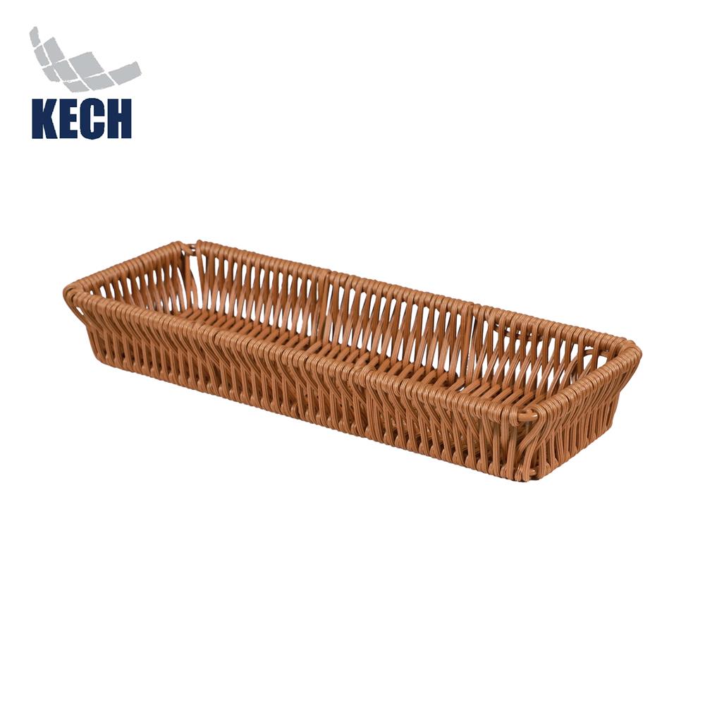 ถาดใส่อุปกรณ์ครัวหวายเทียมทรงเหลี่ยม KECH 27x9.5x4 ซม. สีน้ำตาล_1