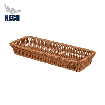 ถาดใส่อุปกรณ์ครัวหวายเทียมทรงเหลี่ยม KECH 27x9.5x4 ซม. สีน้ำตาล_0