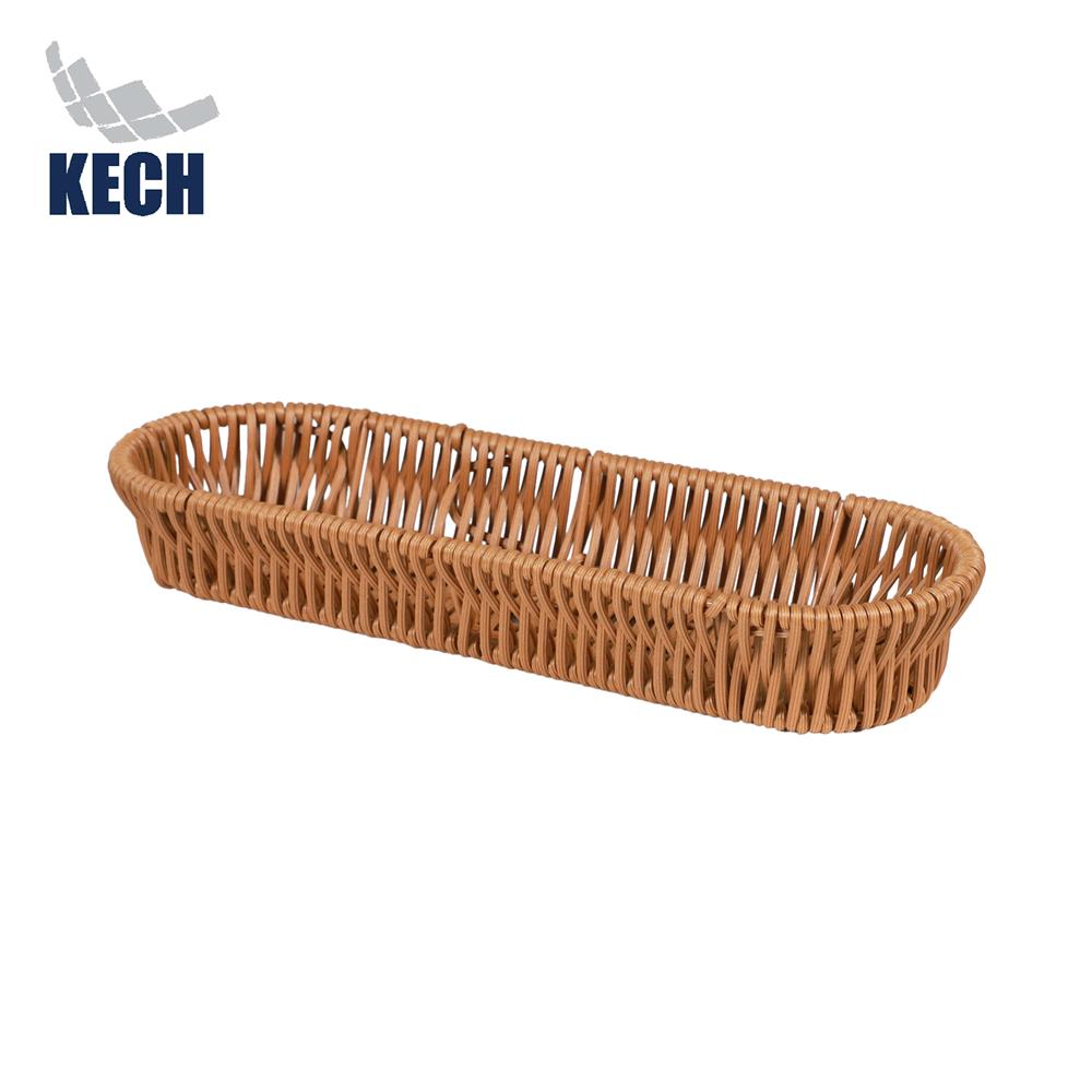 ถาดใส่อุปกรณ์ครัวหวายเทียมทรงรี KECH 27x9.5x4 ซม. สีน้ำตาล_0