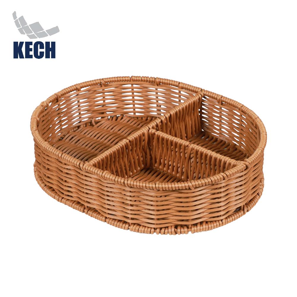 ตะกร้าหวายเทียมทรงรี 3 ช่อง KECH 26x20x6 ซม._1