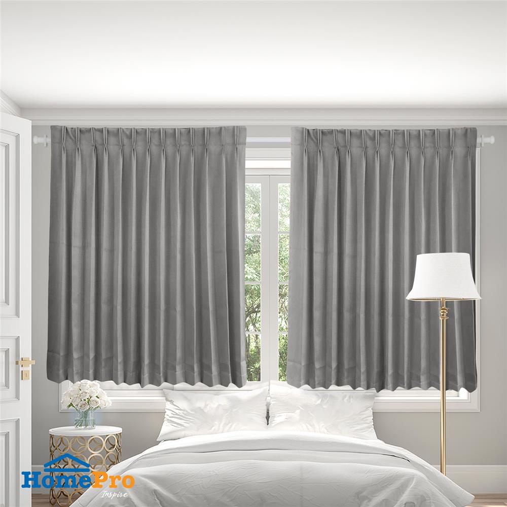 ผ้าม่านจีบ HOME LIVING STYLE ASTON UV 160X160 ซม. สีเทา