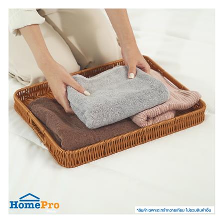 ตะกร้าหวายเทียมทรงเหลี่ยมมีช่องจับ KECH SIZE L 40x30x4.5 ซม._4