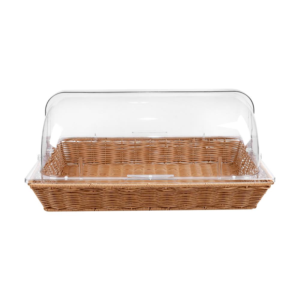 ตะกร้าหวายเทียม พร้อมฝาครอบพลาสติกใส KECH 53x32.5x24 ซม.