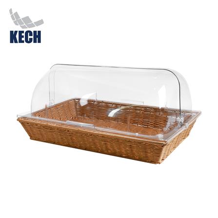 ตะกร้าหวายเทียม พร้อมฝาครอบพลาสติกใส KECH 53x32.5x24 ซม._0