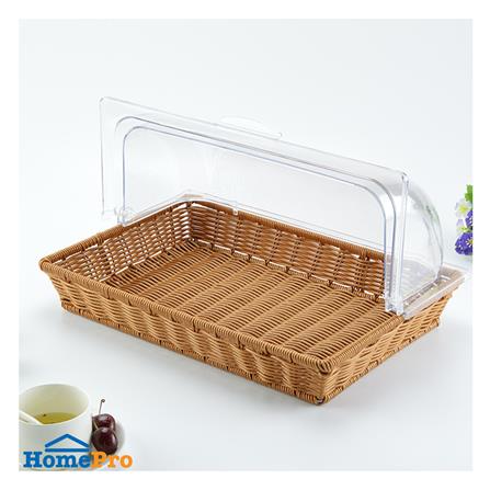 ตะกร้าหวายเทียม พร้อมฝาครอบพลาสติกใส KECH 53x32.5x24 ซม._6