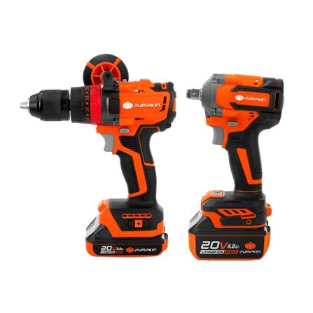 ชุดสว่านกระแทกและบล็อกกระแทกไร้สาย (พร้อมแบตเตอรี่) PUMPKIN 50296 INF-IMDIW-422CK 20 โวลต์_1