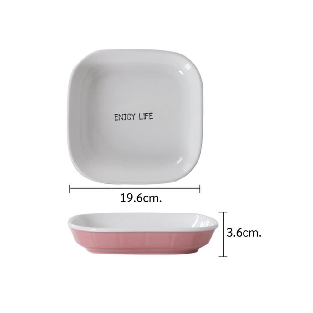 จานเหลี่ยม PORCELAIN 7.75 นิ้ว KECH HAPPY PINK