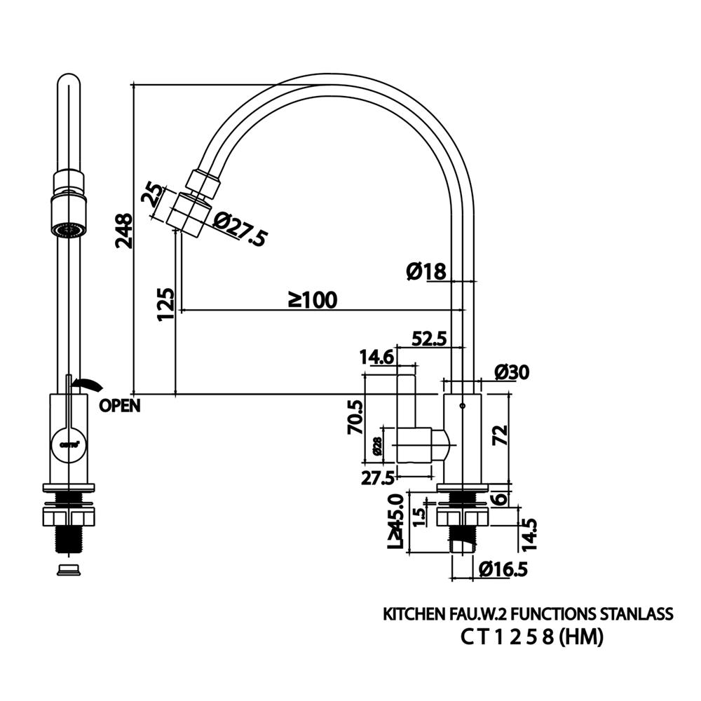 ก๊อกซิงค์เดี่ยวเคาน์เตอร์ COTTO CT1258(HM) สีโครม