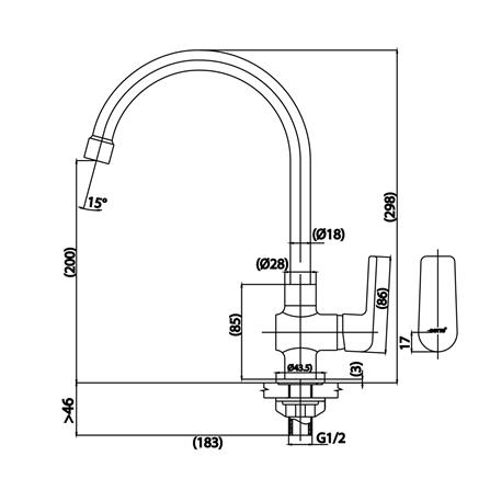 ก๊อกซิงค์เดี่ยวเคาน์เตอร์ COTTO CT1254A(HM) สีโครม_3