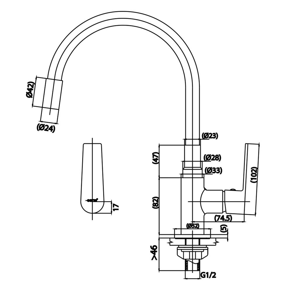 ก๊อกซิงค์เดี่ยวเคาน์เตอร์ COTTO CT1257A(HM) สีโครม